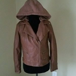 EUC Leather hooded jacket